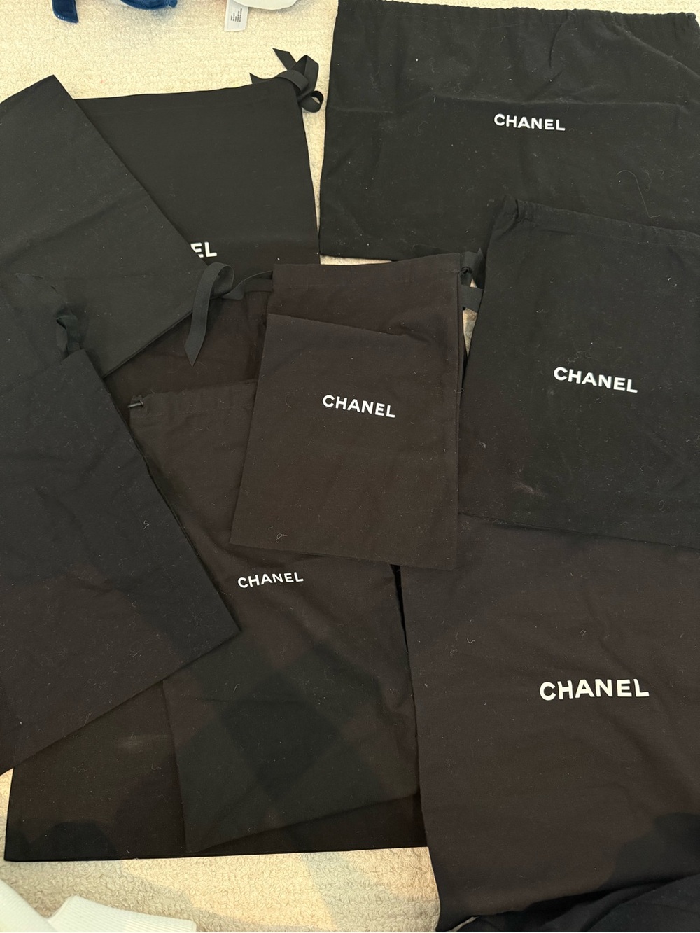 AUTHENTIC CHANEL black drawstring dustbags